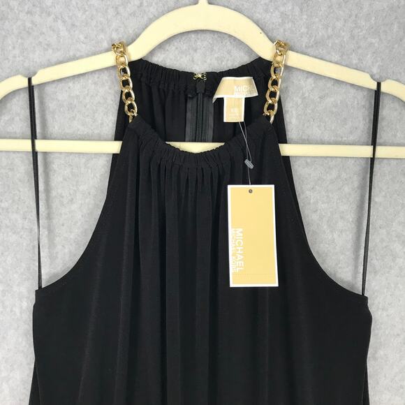 Michael Kors Jumpsuit Womens XS Black Gold Chain Crop Flowy Career Church $155 - Picture 9 of 16